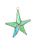 Blue Green Starfish Handmade Stained Glass  Window Hanging Ornament - Exquisite Beach-Themed Home Decor Piece with Vibrant Colors and Detailed Craftsmanship