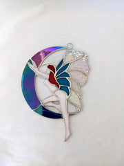 Fairy and Moon Handmade Stained Glass