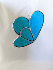 Double Hearts Handmade Stained Glass