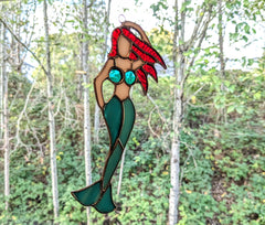 Mermaid Suncatcher Handmade Stained Glass