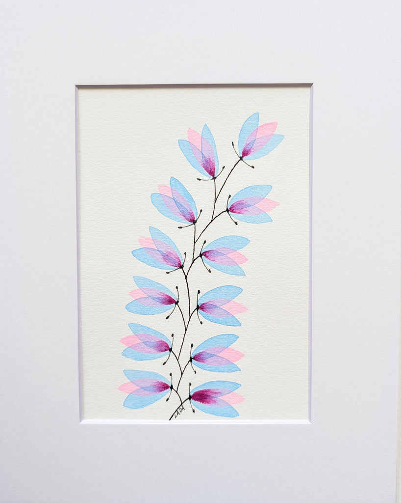 Blue & Pink Petal Branch #16