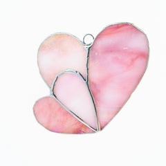 Double Hearts Handmade Stained Glass