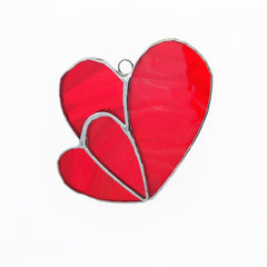 Double Hearts Handmade Stained Glass