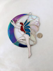 Fairy and Moon Handmade Stained Glass