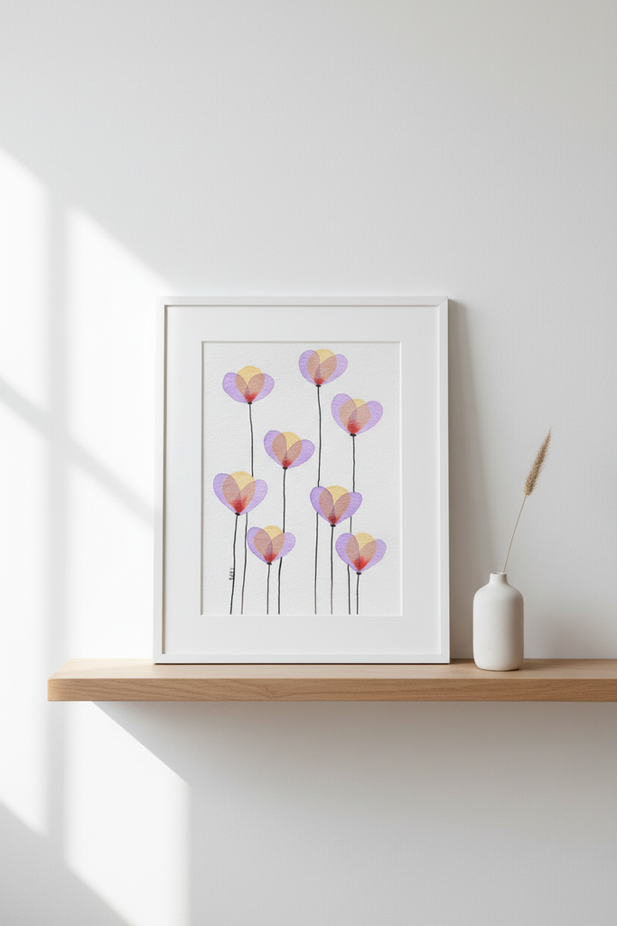 Lavender Heart Blooms - light minimal shelf