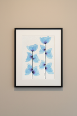 Blue Poppy Stems - clean matted neutral