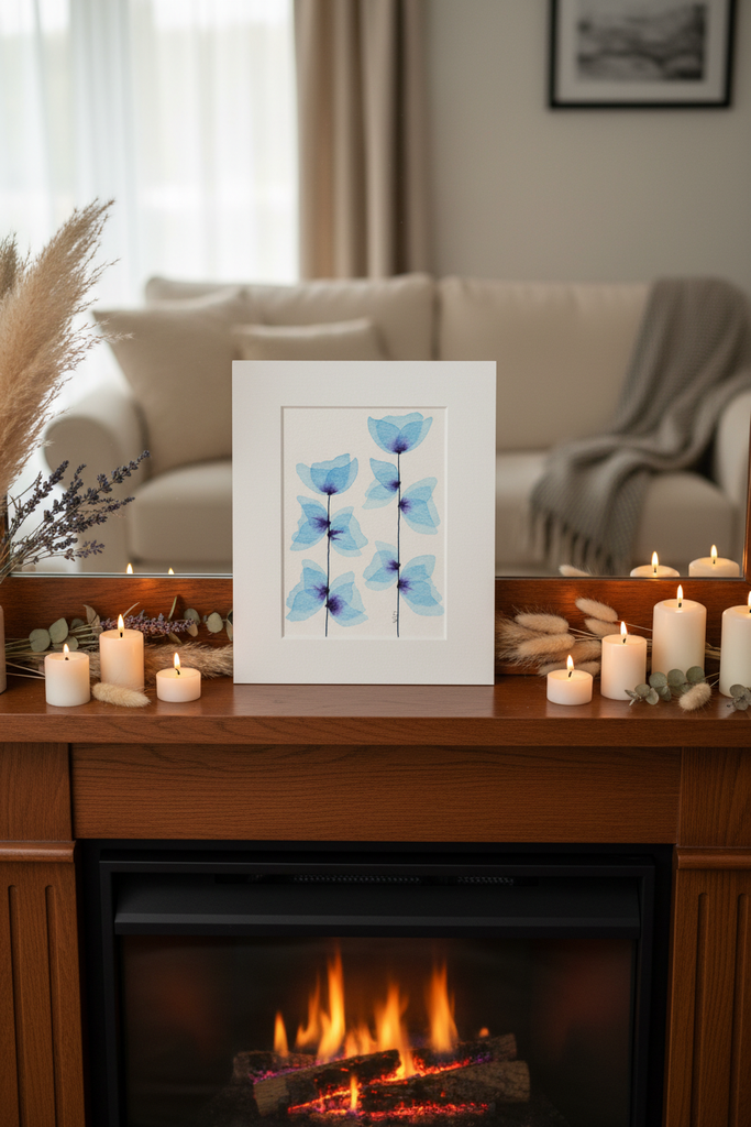 Blue Poppy Stems - mantle