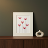 Petal Daydream #22 botanical painting displayed on a dark walnut sideboard