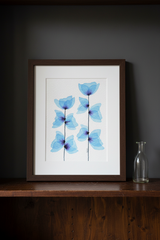 Blue Poppy Stems - dark moody shelf