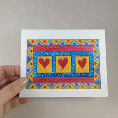 Colorful Heart Quilt - Blank Card