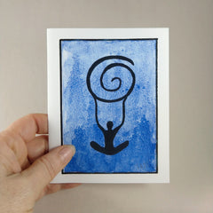 Whimsical Yoga - Blank Note Card - Blue