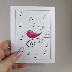 Red Songbird - Blank Note Card