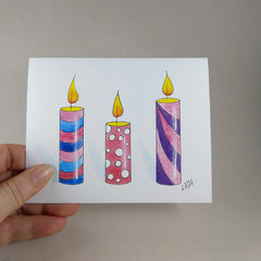 Three Candles - Blank Birthday Card