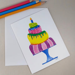 Whimsical Layered Cake - Birthday Card