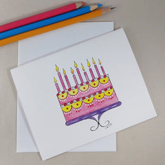 Pink Cake with Candles - Birthday Card