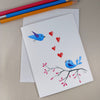 Whimsical Birds - Love Song - Blank Note Card