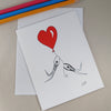 Whimsical Heart Balloon With People - Blank Note Card