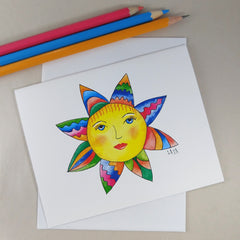 Colorful Mexican Sun - Blank Card