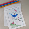 Blue Bird on Branch - Blank Card